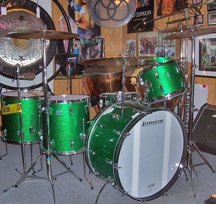 John Bonham Green Sparkle Ludwig Drum Set Kit